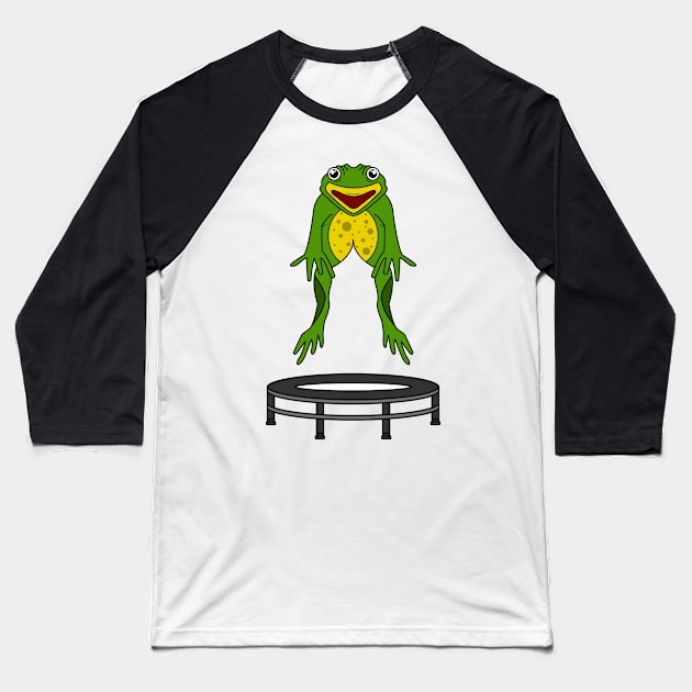 Frog with Trampoline Baseball T-Shirt by Markus Schnabel